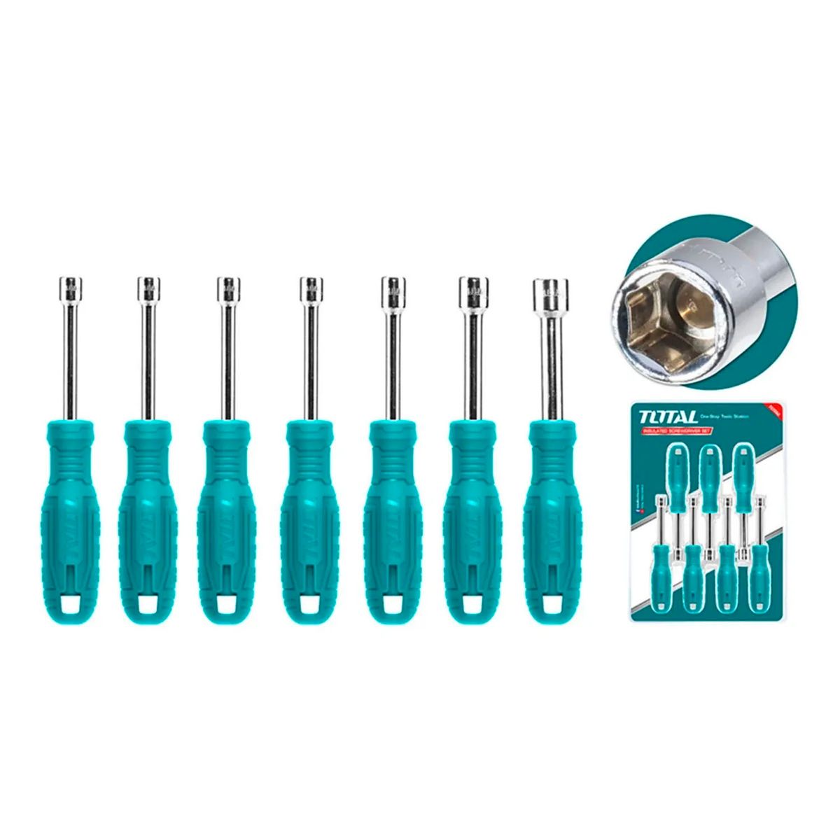 TOTAL TOOLS - Kit Set De Destornilladores Dado Hexagonal 7 Piezas
