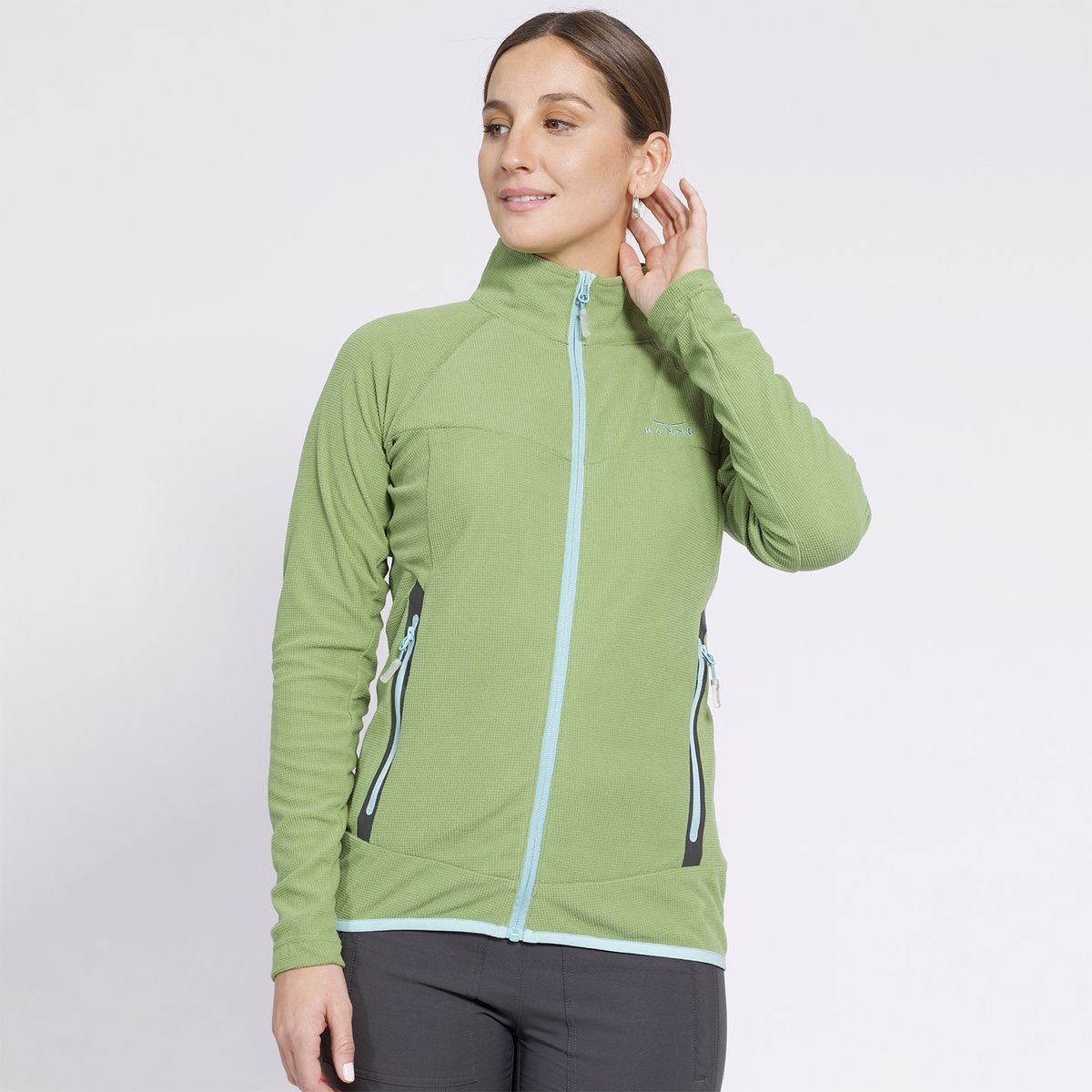 KANNU - Polar Square Full Zipper Mujer Verde claro KANNU