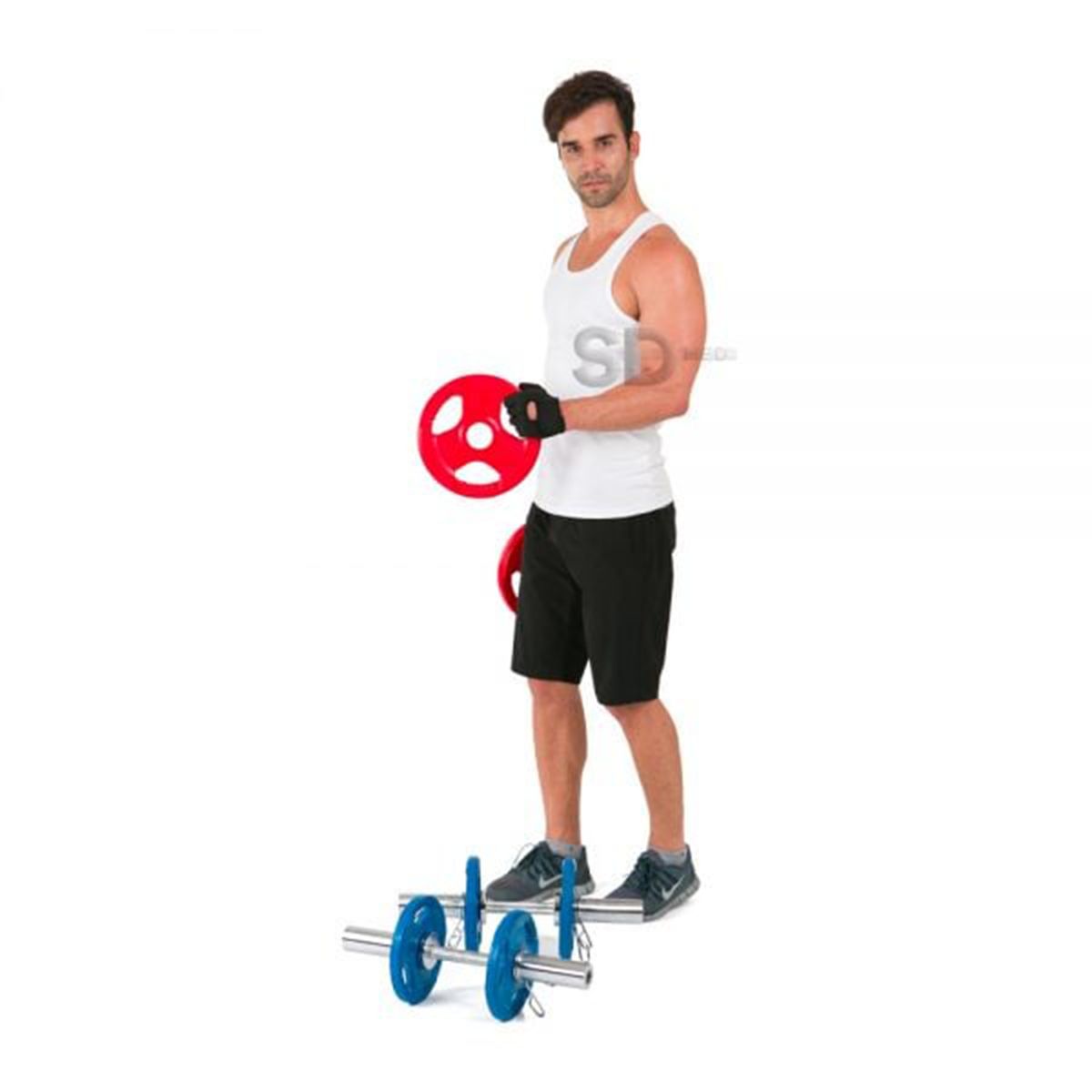 SDFIT - Disco Engomado 3 Agarres Olimpico 15 kg