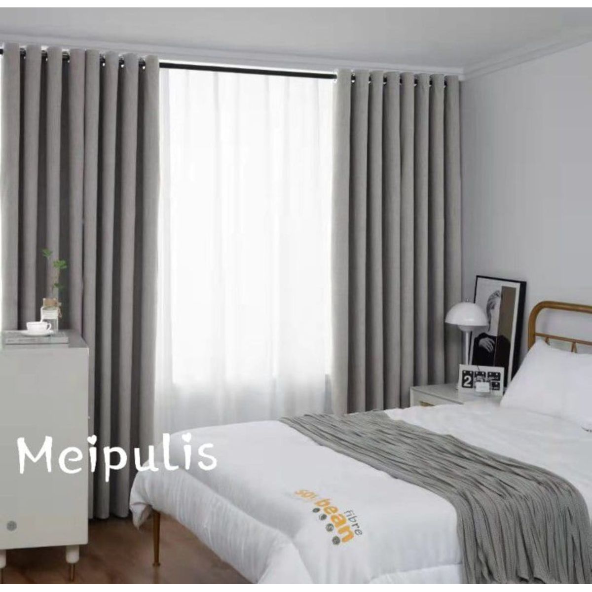 GENERICO - Set de Cortinas Blackout 2 Paños Color Gris