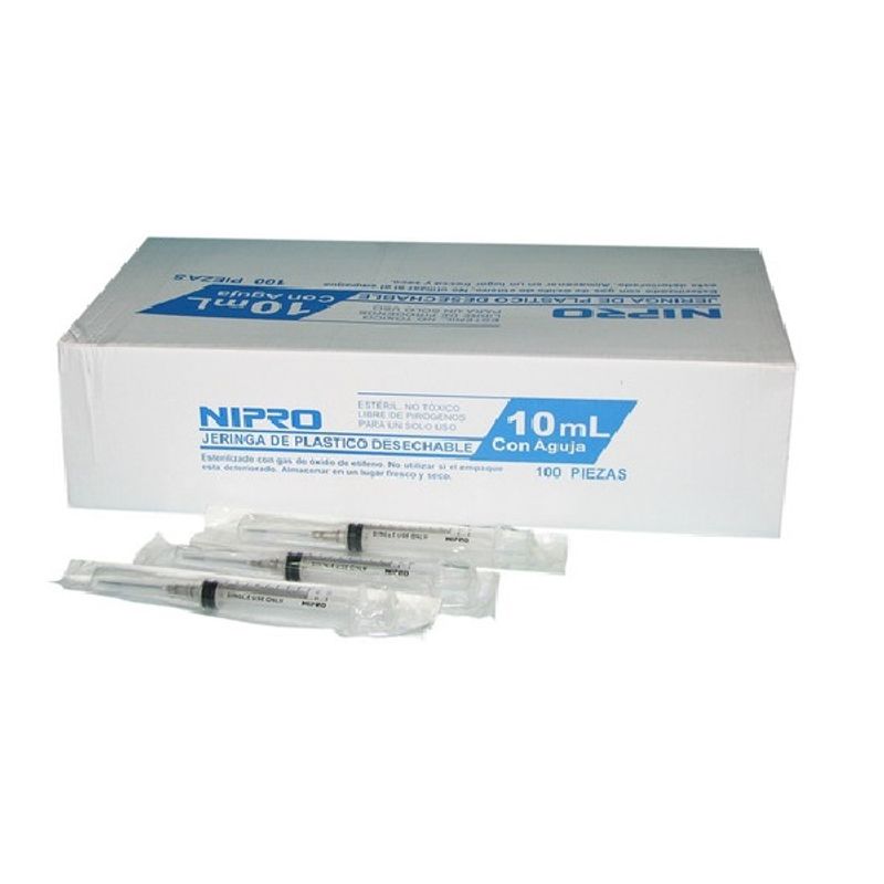 NIPRO - Jeringa Con Aguja 10ml Nipro 21g X1 1/2 Luer Lock 100 Un