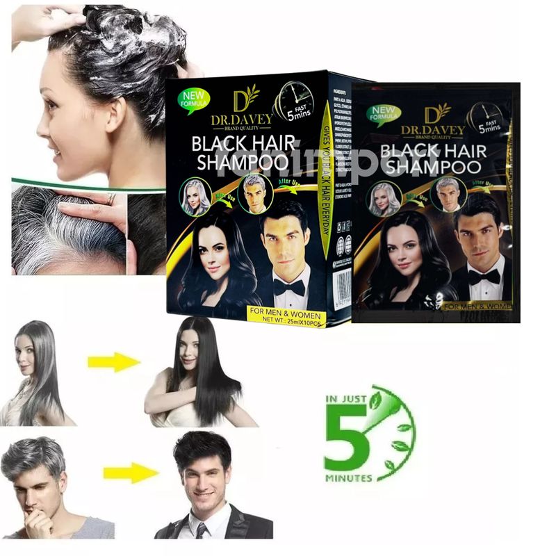 GENERICO - Shampoo Cubre Canas Negro Black Hair 10 Unid