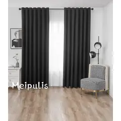 GENERICO - Set de Cortinas Blackout 2 Paños Color Negro