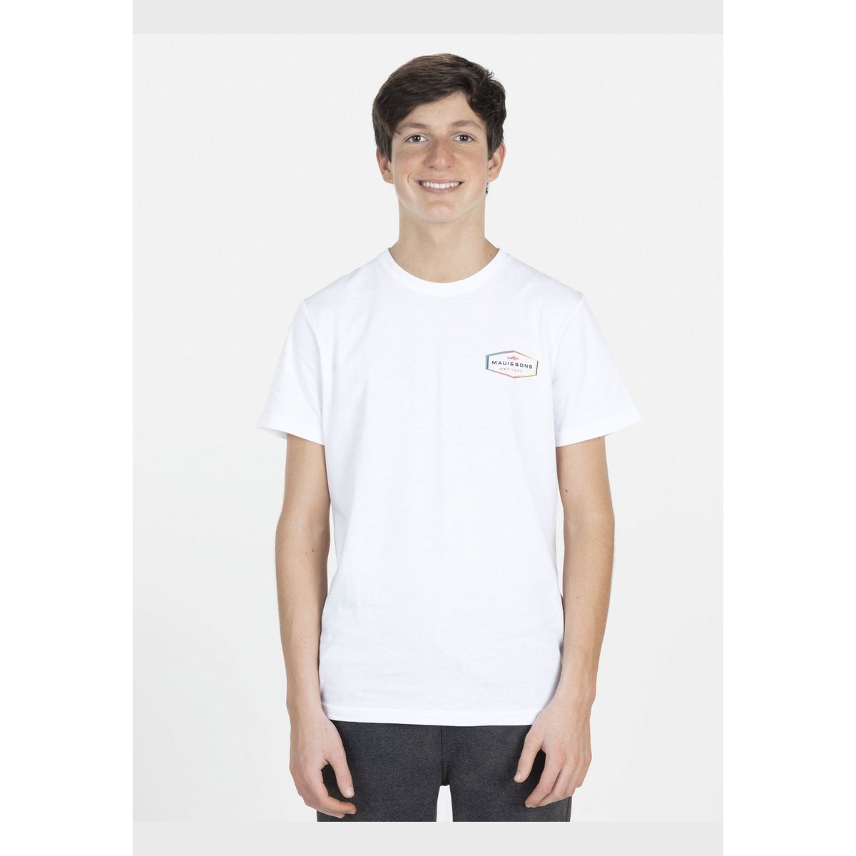 MAUI AND SONS - Polera RETRO BADGE Juvenil Blanco Maui and Sons