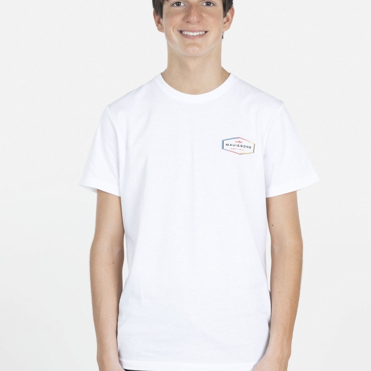 MAUI AND SONS - Polera RETRO BADGE Juvenil Blanco Maui and Sons