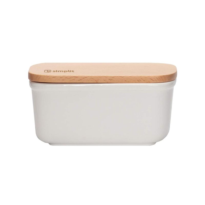 SIMPLIT - Mantequillero de Cerámica Tapa Bamboo 300 ml Simplit.