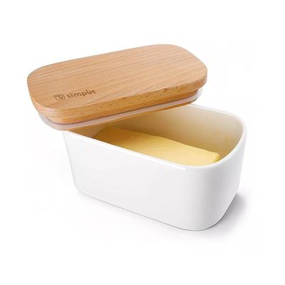 Imagen 2 del producto Mantequillero de Cerámica Tapa Bamboo 300 ml