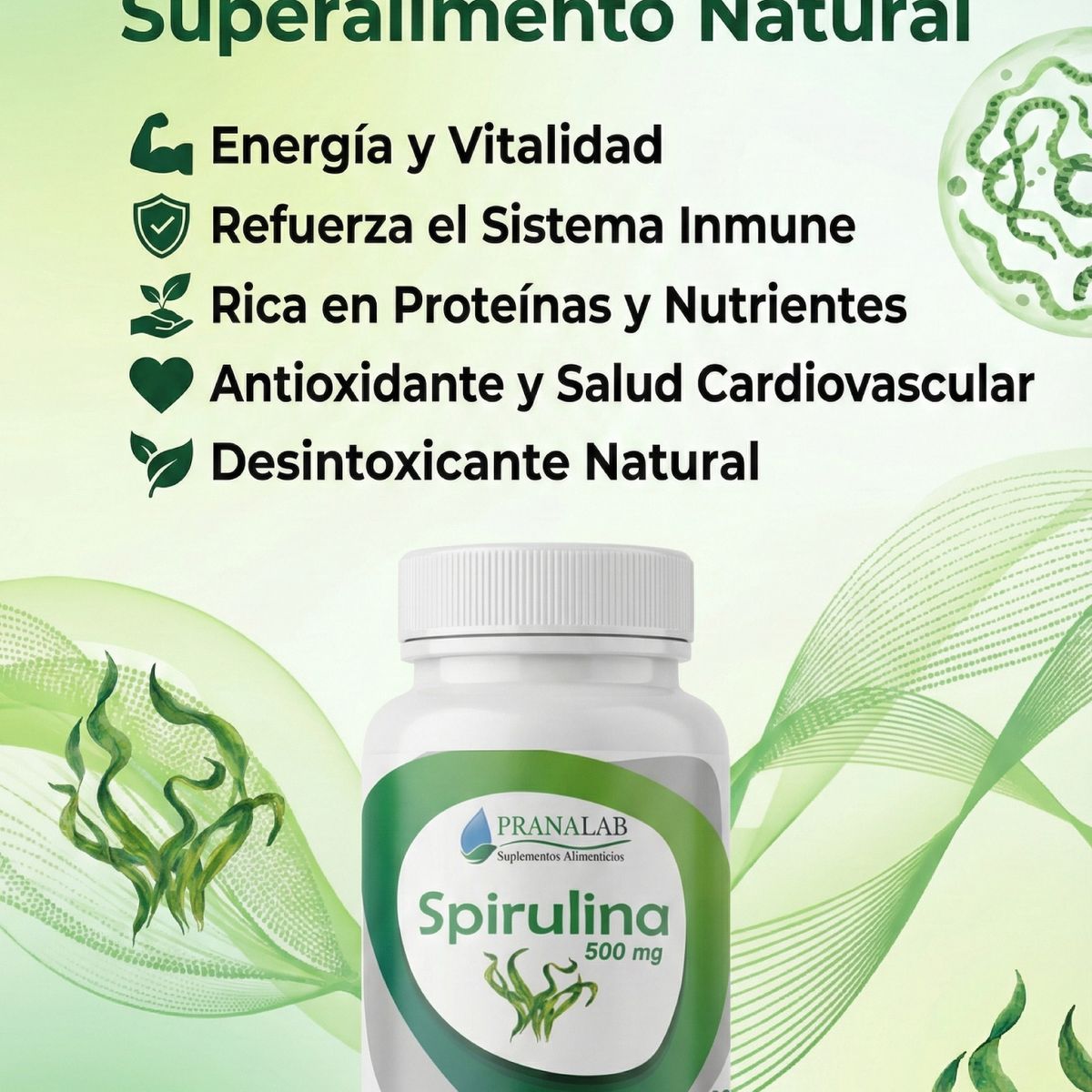 PRANALAB - ESPIRULINA  500mg Pranalab Pack 180 Cápsulas