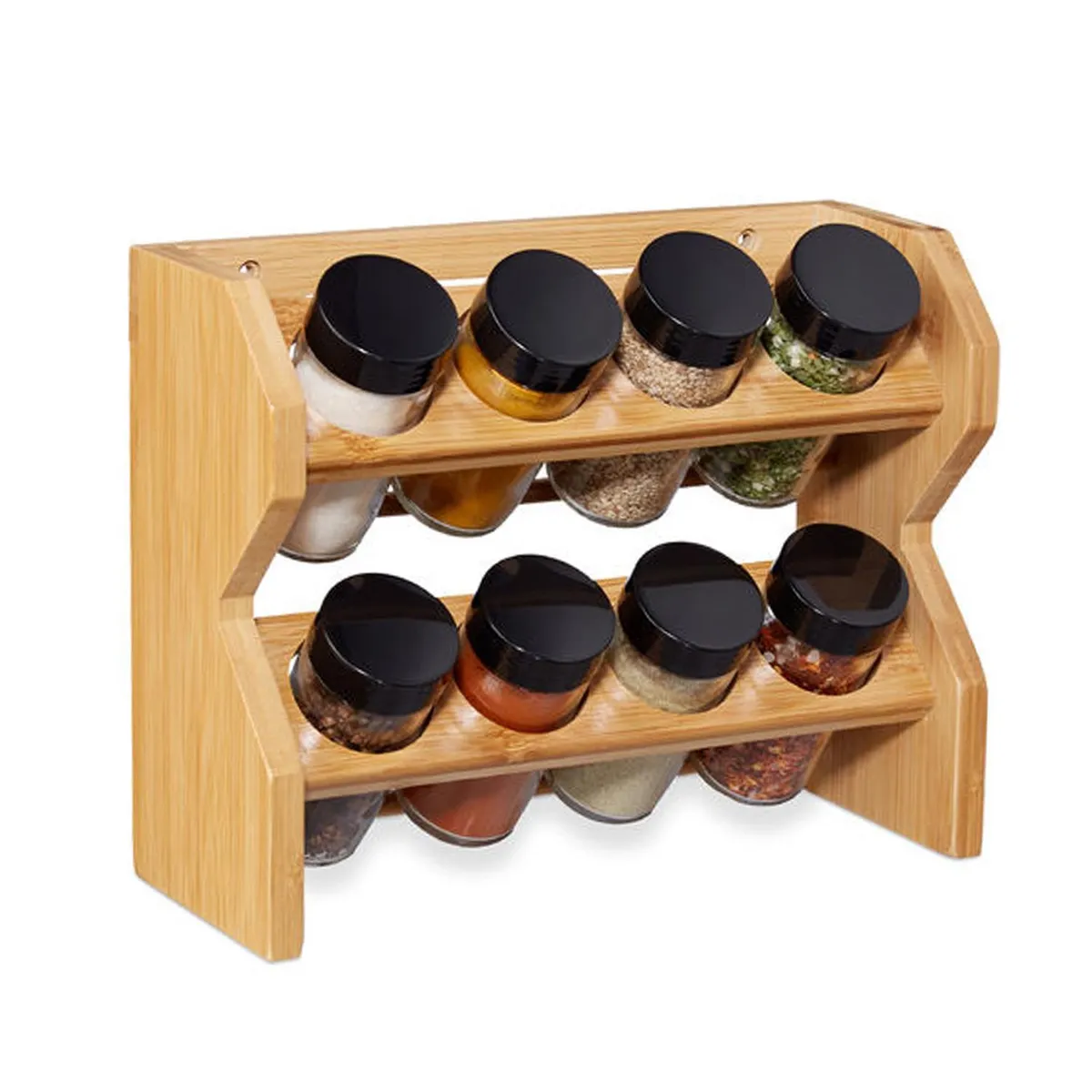 SIMPLIT - Especiero Condimentos de Madera 8 Frascos Vidrio Simplit