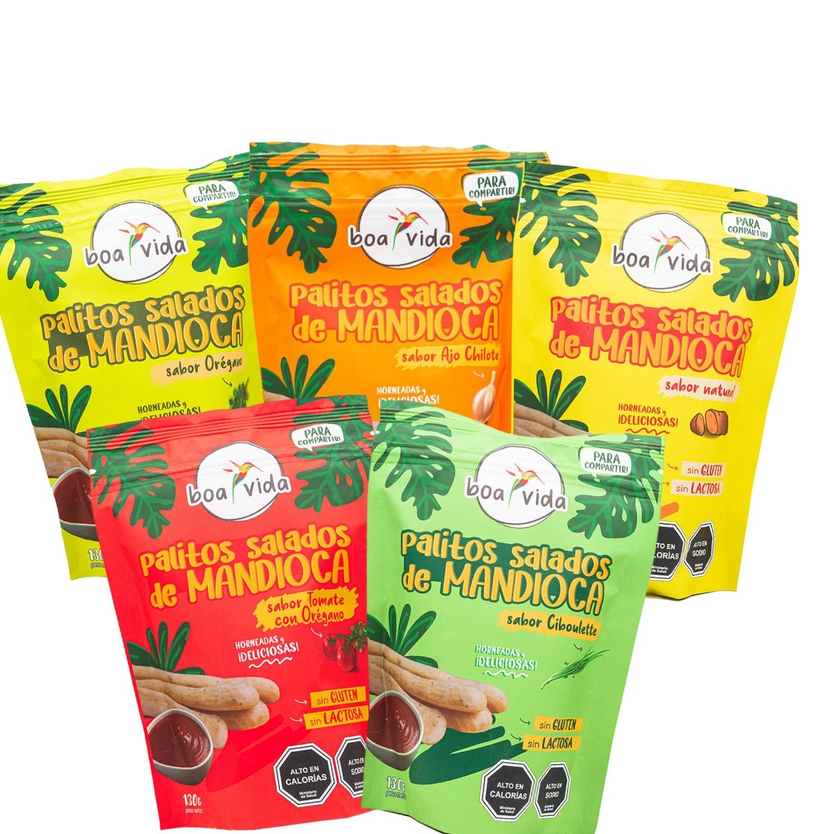 BOA VIDA - Pack 5 Palitos Salados de Mandioca Grandes Surtidos