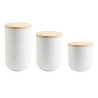 Set 3 Contenedores Cerámica Hermético Blanco