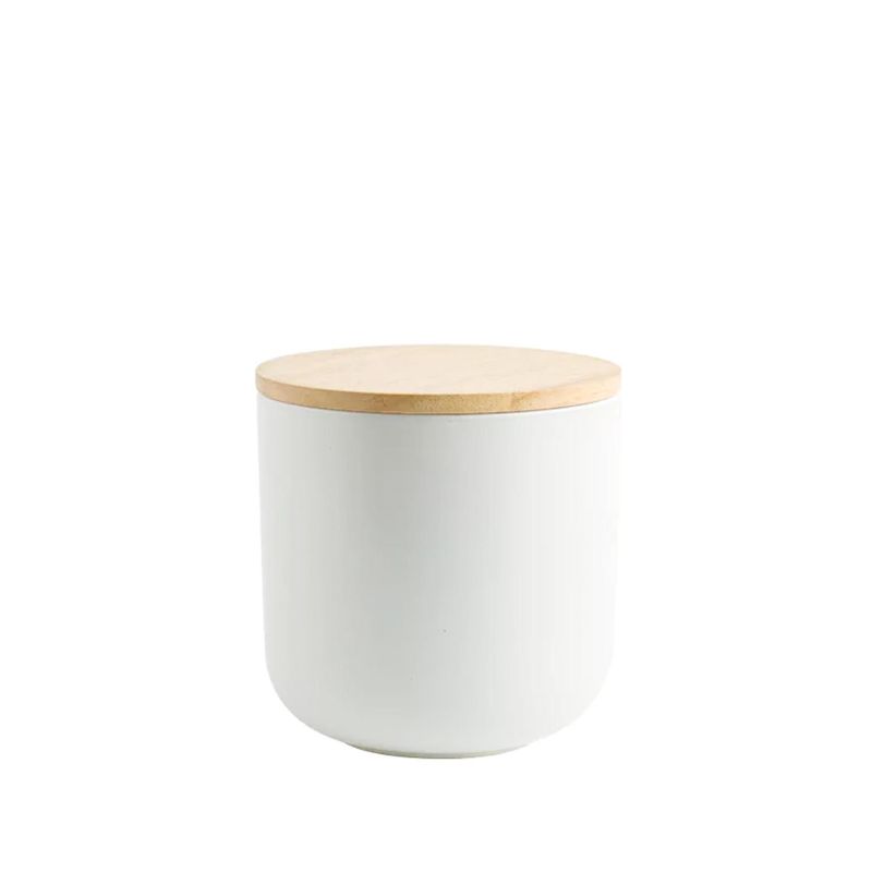 SIMPLIT - Contenedor de Cerámica Hermético Tapa Madera S Negro Simplit - Blanco