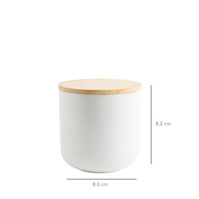 Imagen 2 del producto Contenedor de Cerámica Hermético Tapa Madera S Negro - Blanco