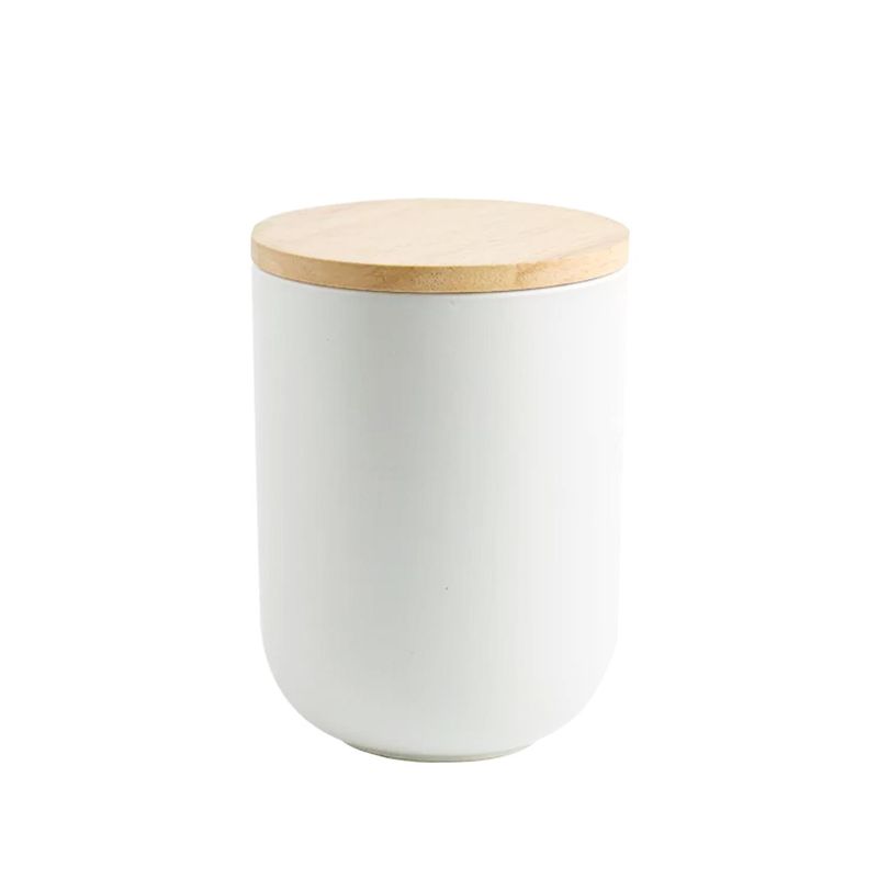 SIMPLIT - Contenedor de Cerámica Hermético Tapa Madera M Negro Simplit - Blanco