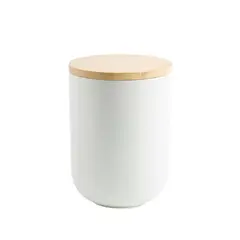SIMPLIT - Contenedor Cerámica Hermético Tapa Madera M Blanco