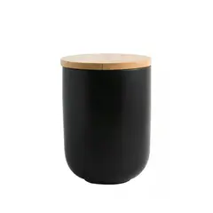 SIMPLIT - Contenedor de Cerámica Hermético Tapa Madera M Negro