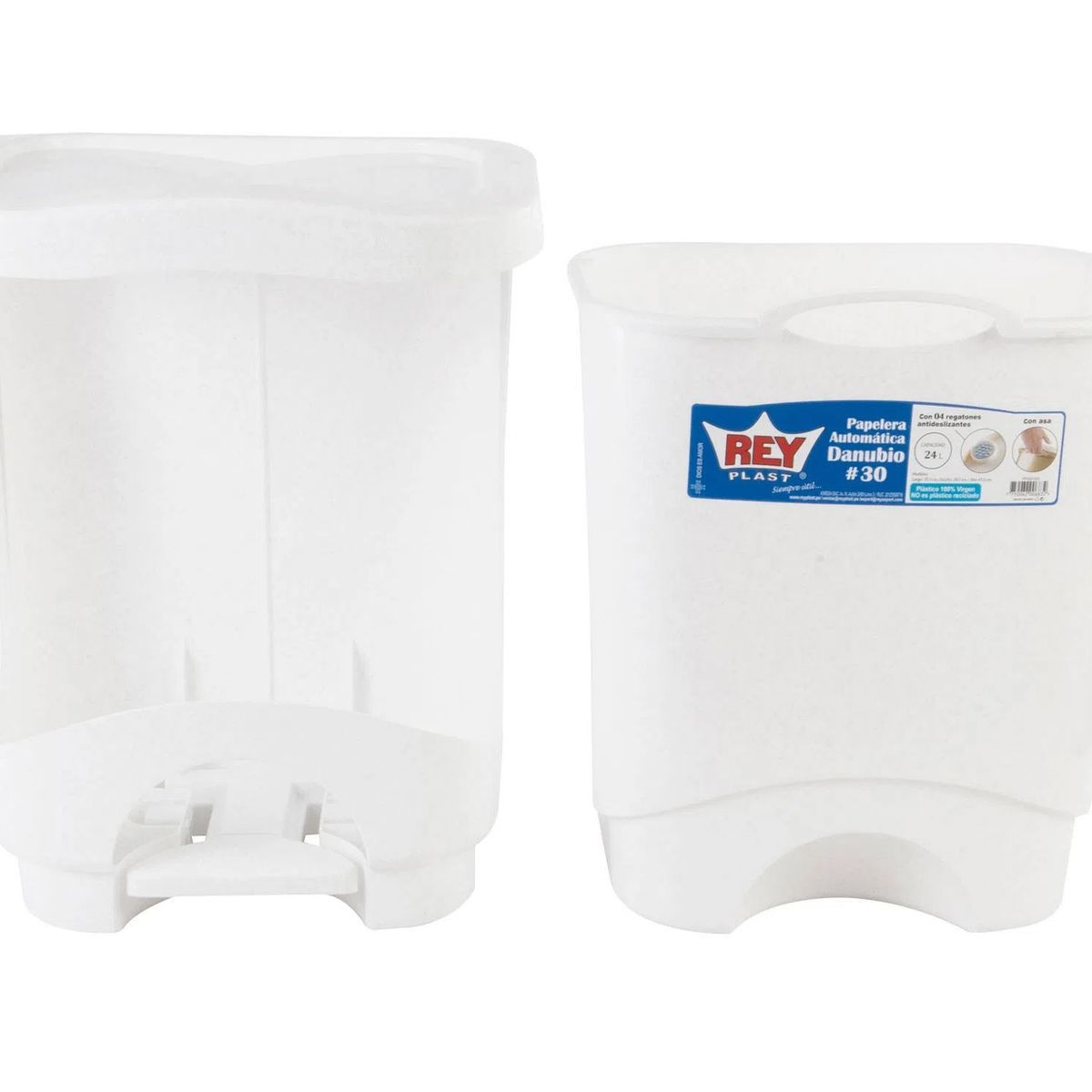 REYPLAST - Basurero De Pedal Modelo Danubio 24 Litros Color Blanco