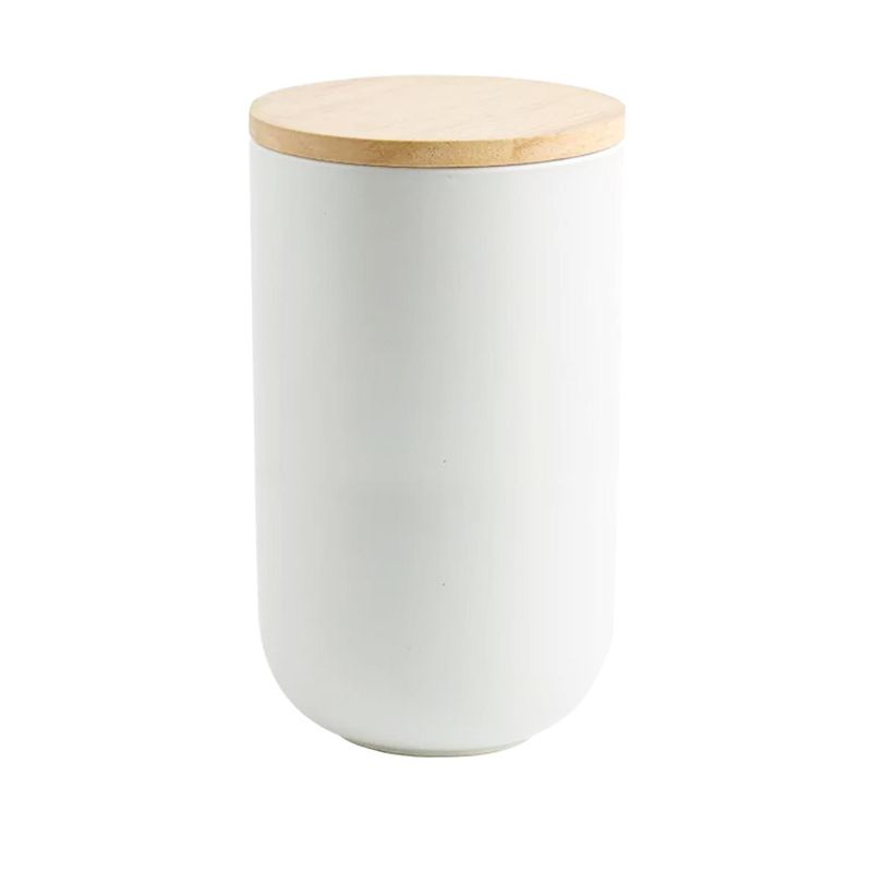 SIMPLIT - Contenedor de Cerámica Hermético Tapa Madera L Negro Simplit - Blanco