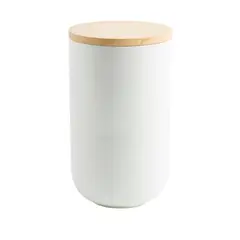 SIMPLIT - Contenedor de Cerámica Hermético Tapa Madera L Negro - Blanco