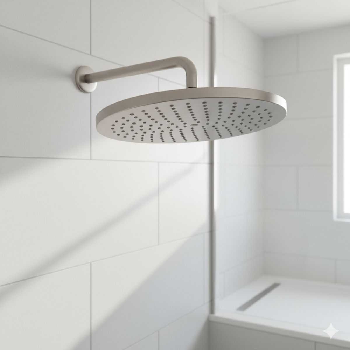 STRETTO - Plato Ducha Regadera Grifo 30 Cm Con Brazo Color Niquel Marca Stretto