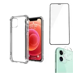 GENERICO - Carcasa iPhone 11 Reforzada y lámina Cámara y Vidrio Full pantalla