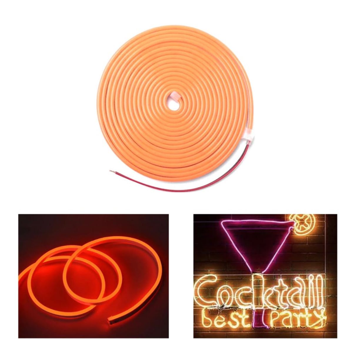 GENERICO - Cinta Led 2835 Neon Flexible Ip65 12v 5 Metros Naranja