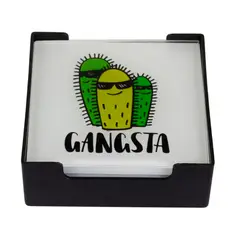 MALLORCA - Set de Posavasos Cactus Cool Cuadrado 7 Piezas