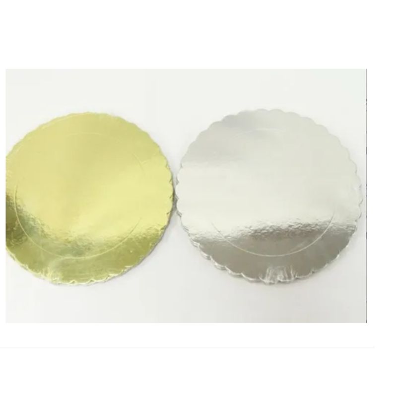 BASE - Set 6 Bandeja Base Redonda Torta Pastel Cartón 32 Cm Dorado