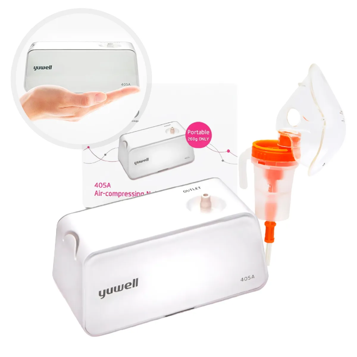 YUWELL - Nebulizador Portátil Para Niños y Adultos Eléctrico Yuwell 405A