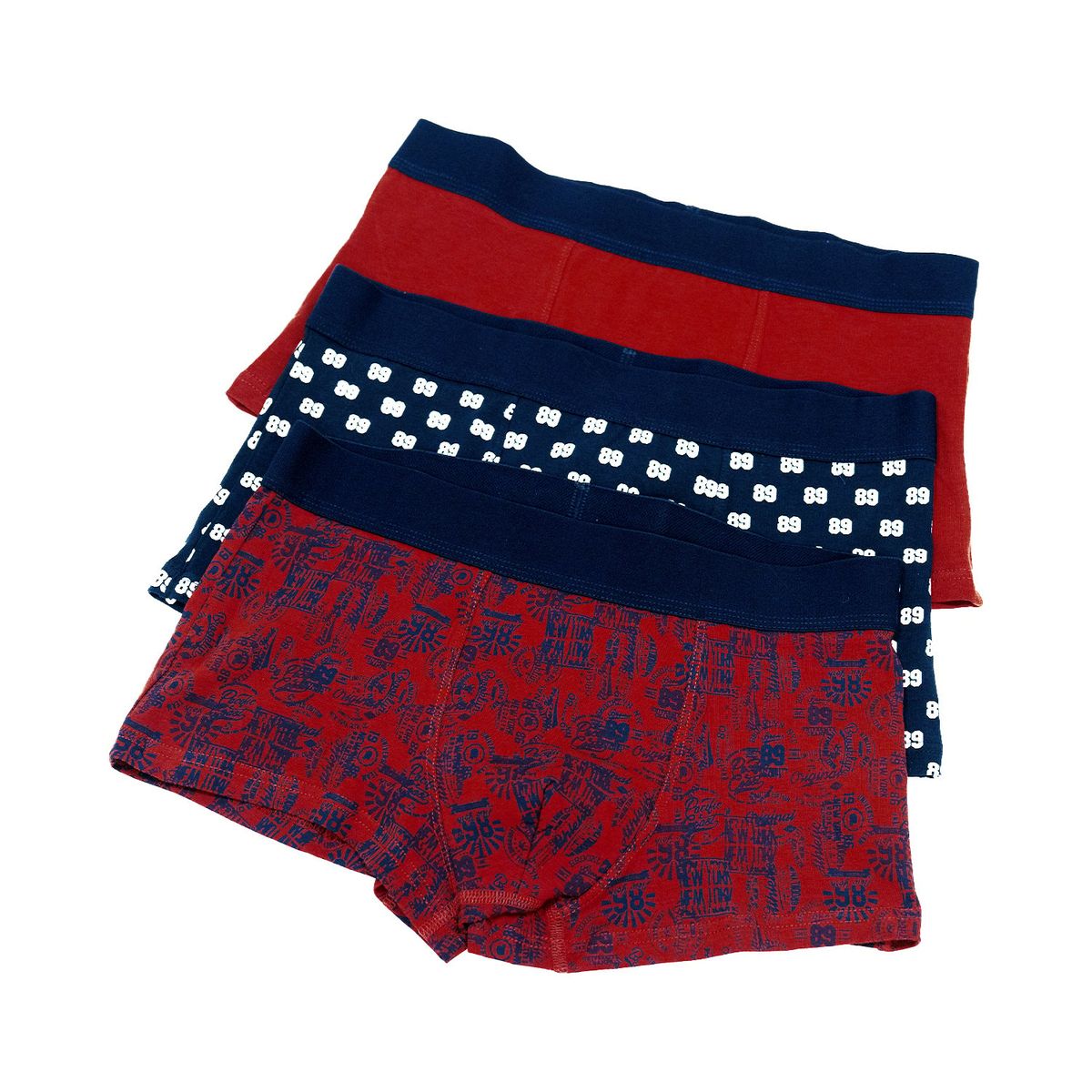 BAZIANI - Pack 3 Bóxers Algodón con Spandex Baziani Estampados y Liso Ropa Interior Hombre Talles S al XL