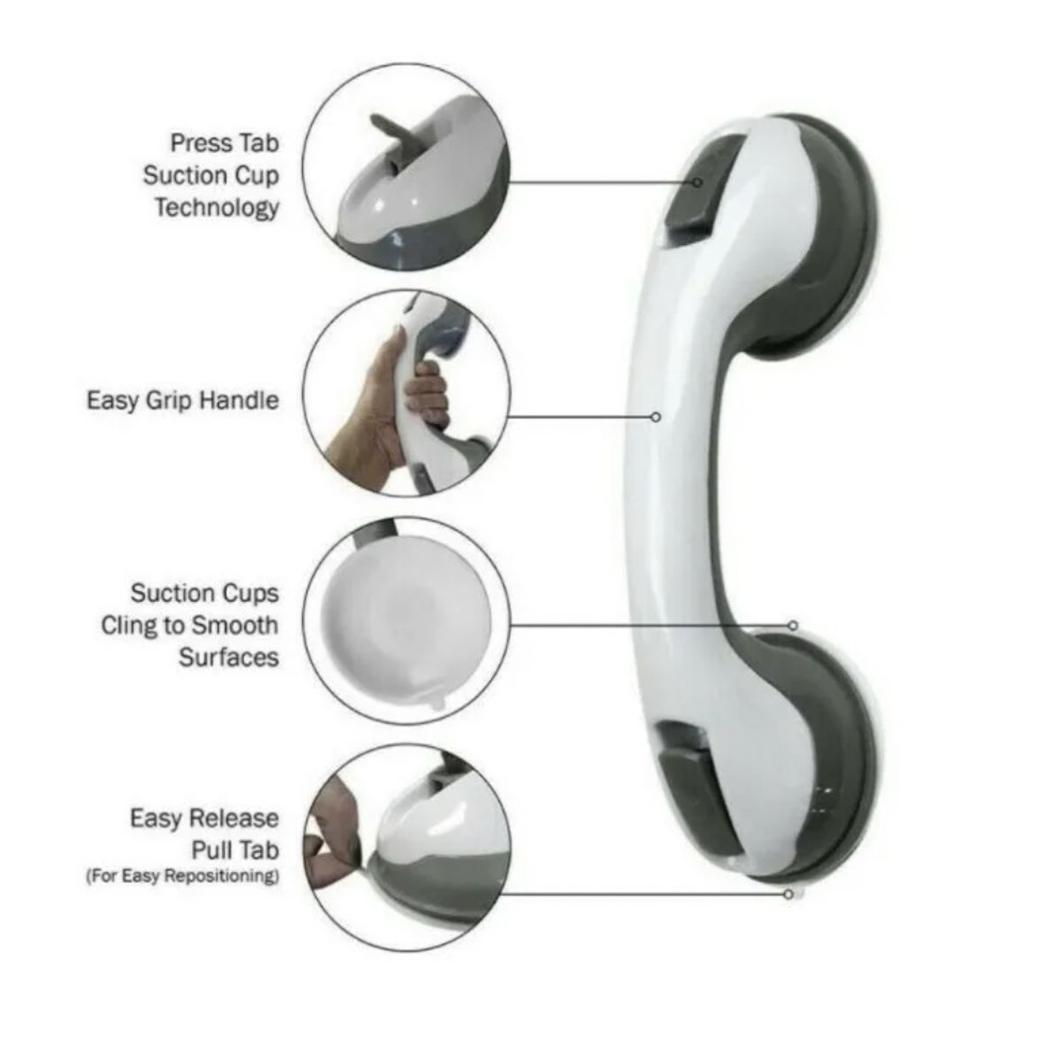 GENERICO - Manilla Agarradera Baño Barra Seguridad Ventosa De Baño