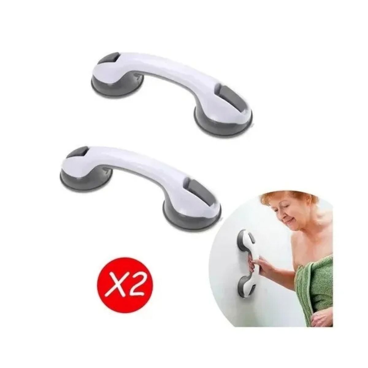 GENERICO - 2 x Manilla Agarradera Baño Barra Seguridad Ventosa De Baño