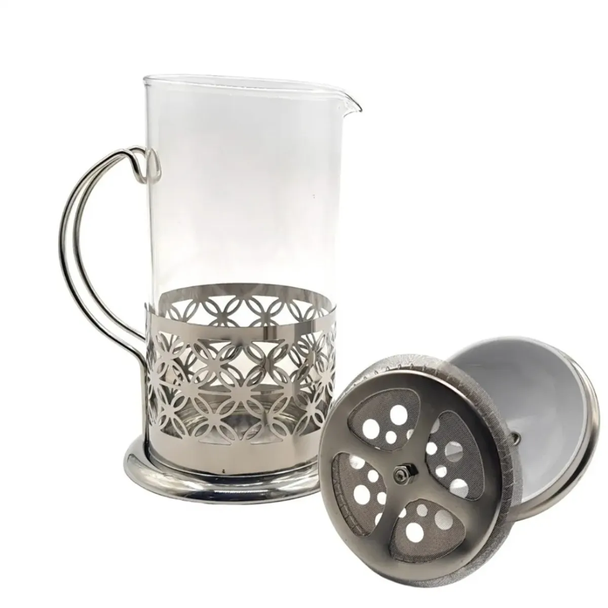 GENERICO - Tetera Cafetera De Vidrio Francesa 1000ml Acero Inoxidable