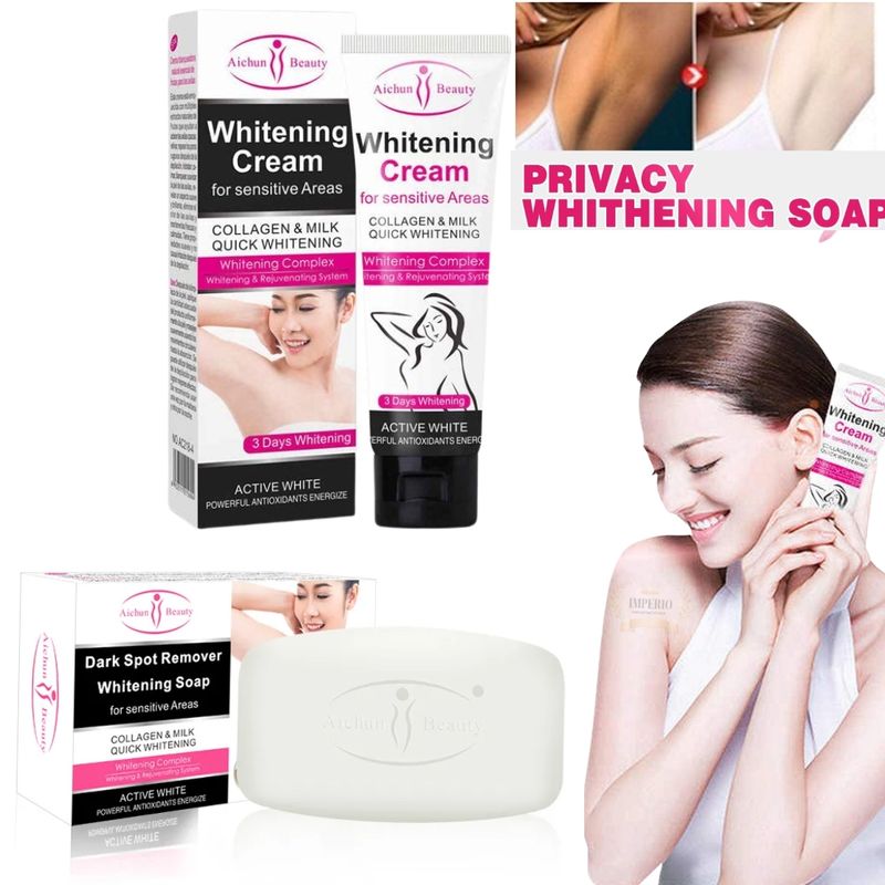 AICHUN BEAUTY - Crema Blanqueadora Jabón Aclarante Axilas Zonas Íntimas.-