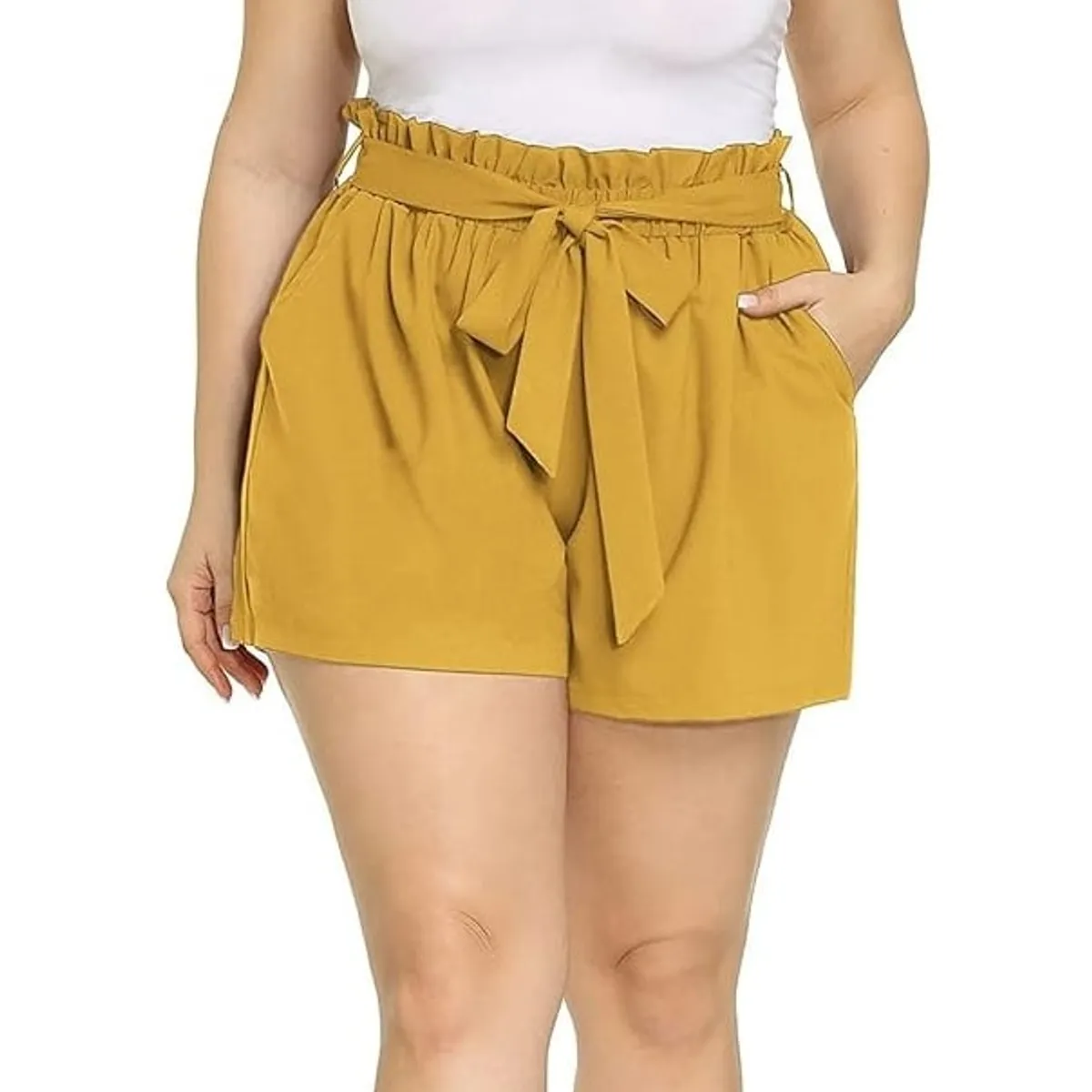 GARSIL - Short Mujer Liso Para Mujer ConTiro Alto - Casual Con Pretina Elástica