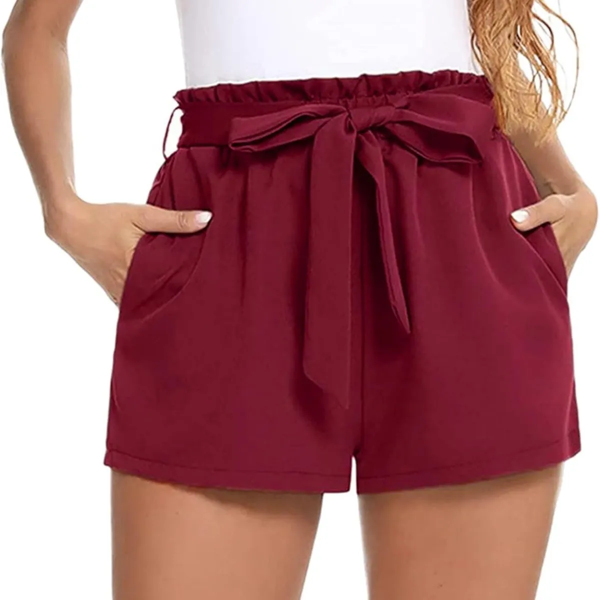 GARSIL - Short Mujer Liso Para Mujer ConTiro Alto - Casual Con Pretina Elástica