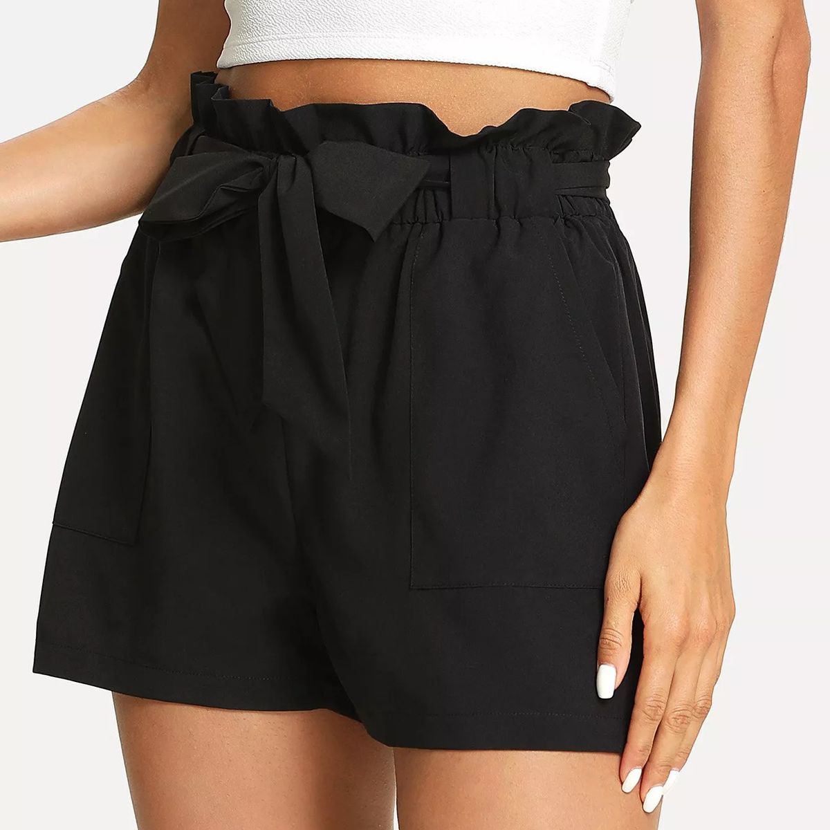 GARSIL - Short Mujer Liso Para Mujer ConTiro Alto - Casual Con Pretina Elástica