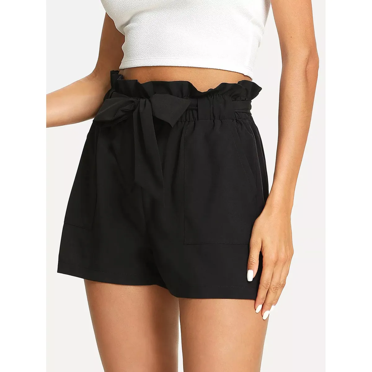 GARSIL - Short Mujer Liso Para Mujer ConTiro Alto - Casual Con Pretina Elástica