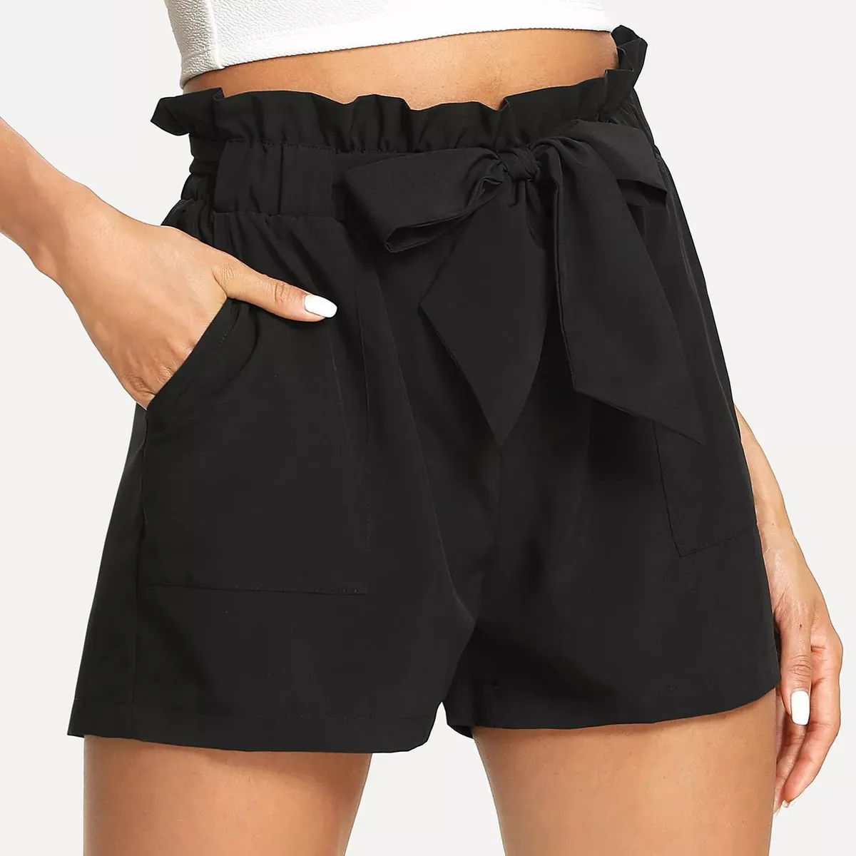 GARSIL - Short Mujer Liso Para Mujer ConTiro Alto - Casual Con Pretina Elástica