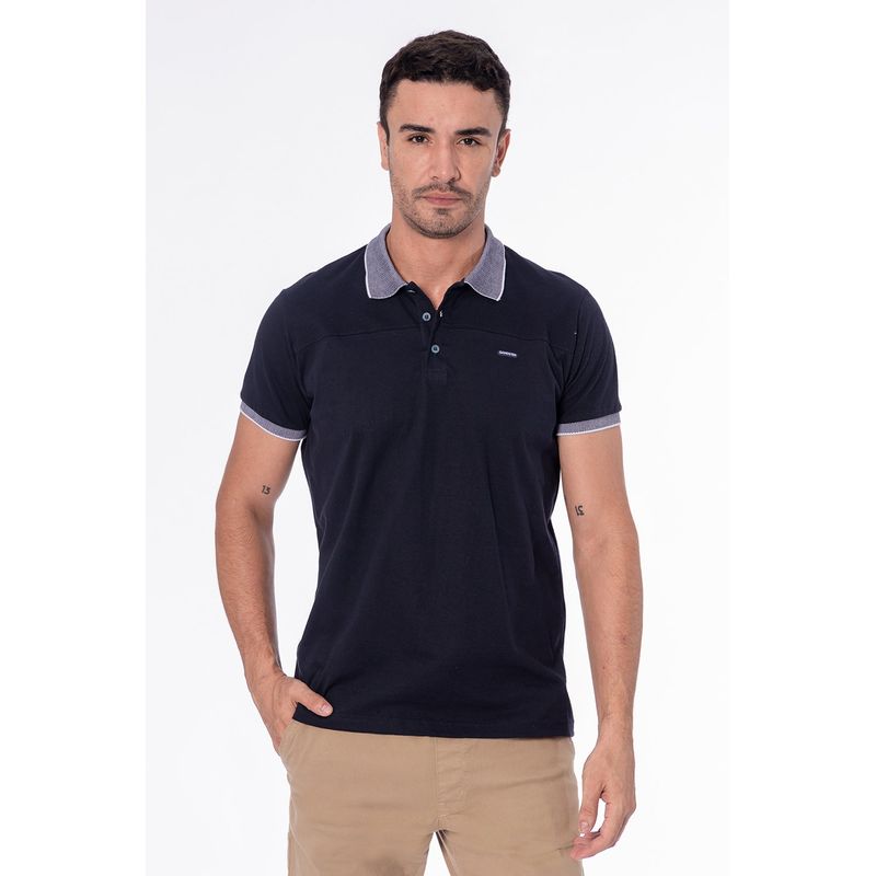 GANGSTER - Polera Cuello Vintage Azul Gangster