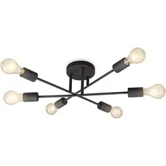 PUREPOWER - Lámpara de techo vintage bombillas 6e27 no incluidas negro