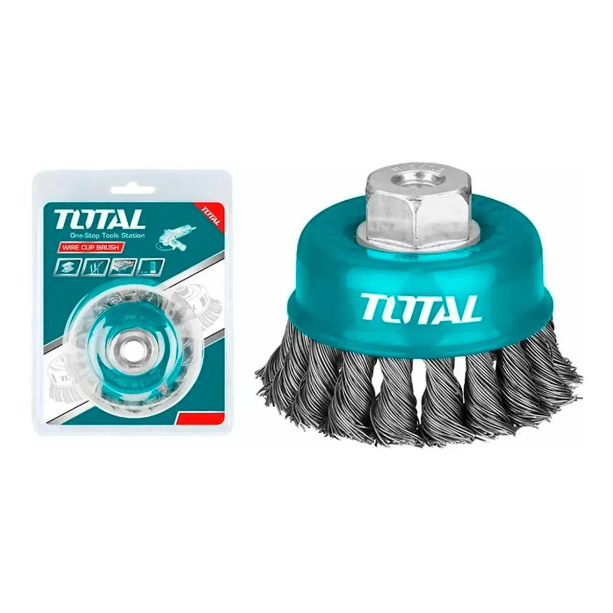 TOTAL TOOLS - Escobilla De Copa Trenzada Torcida 125mm Esmeril