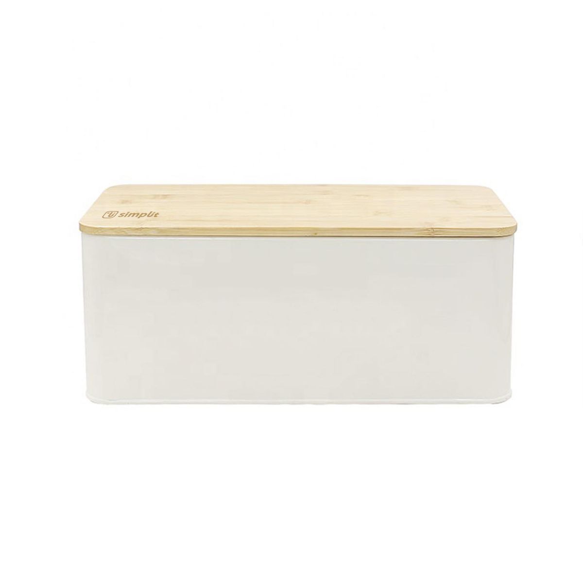 SIMPLIT - Panera Metálica con Tapa Bamboo Blanca Simplit
