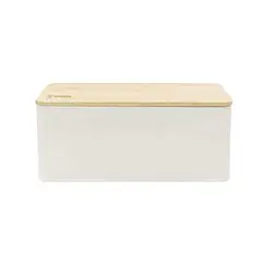 SIMPLIT - Panera Metálica con Tapa Bamboo Blanca