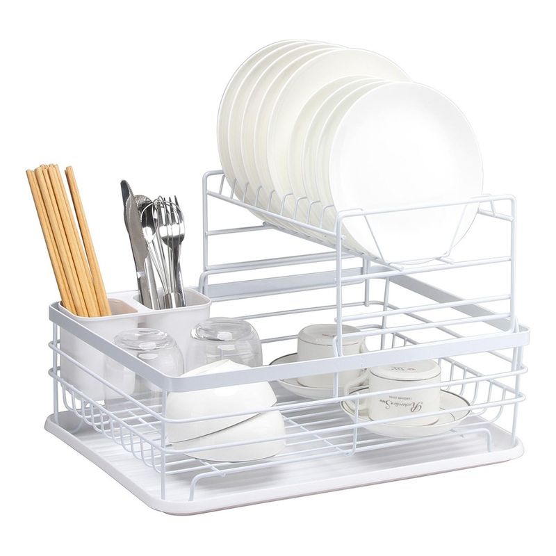 SIMPLIT - Secaplatos Escurridor 2 Niveles Acero Inox Blanco Simplit