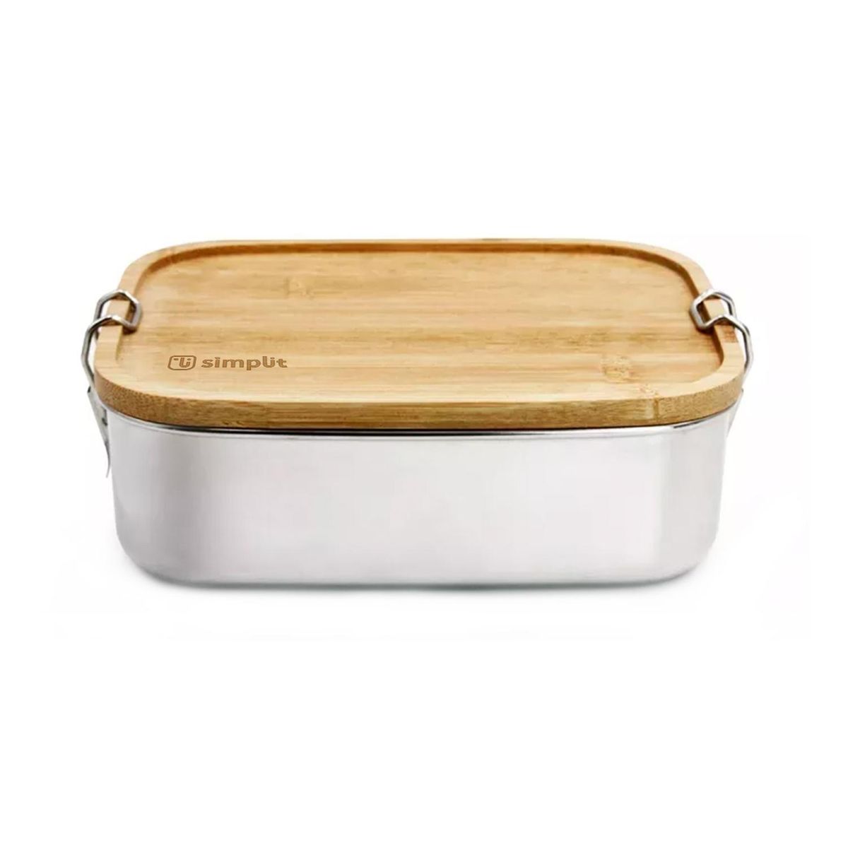 SIMPLIT - Tupper de Acero Inoxidable Tapa Madera 800 ml Simplit