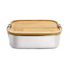 SIMPLIT - Tupper de Acero Inoxidable Tapa Madera 800 ml