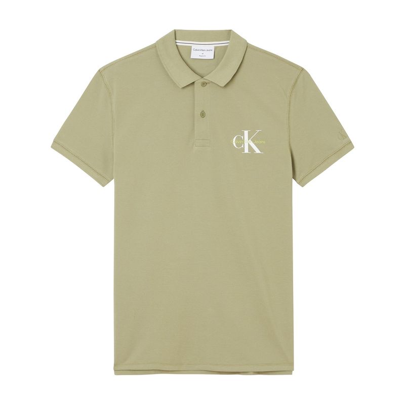 CALVIN KLEIN - Polo Monogram Logo Verde Calvin Klein