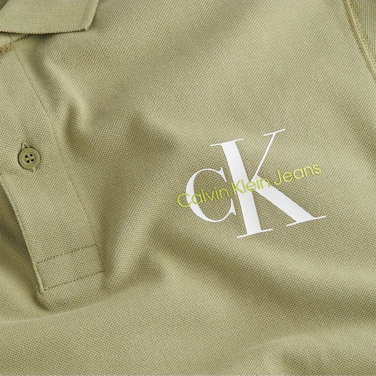 CALVIN KLEIN - Polo Monogram Logo Verde Calvin Klein