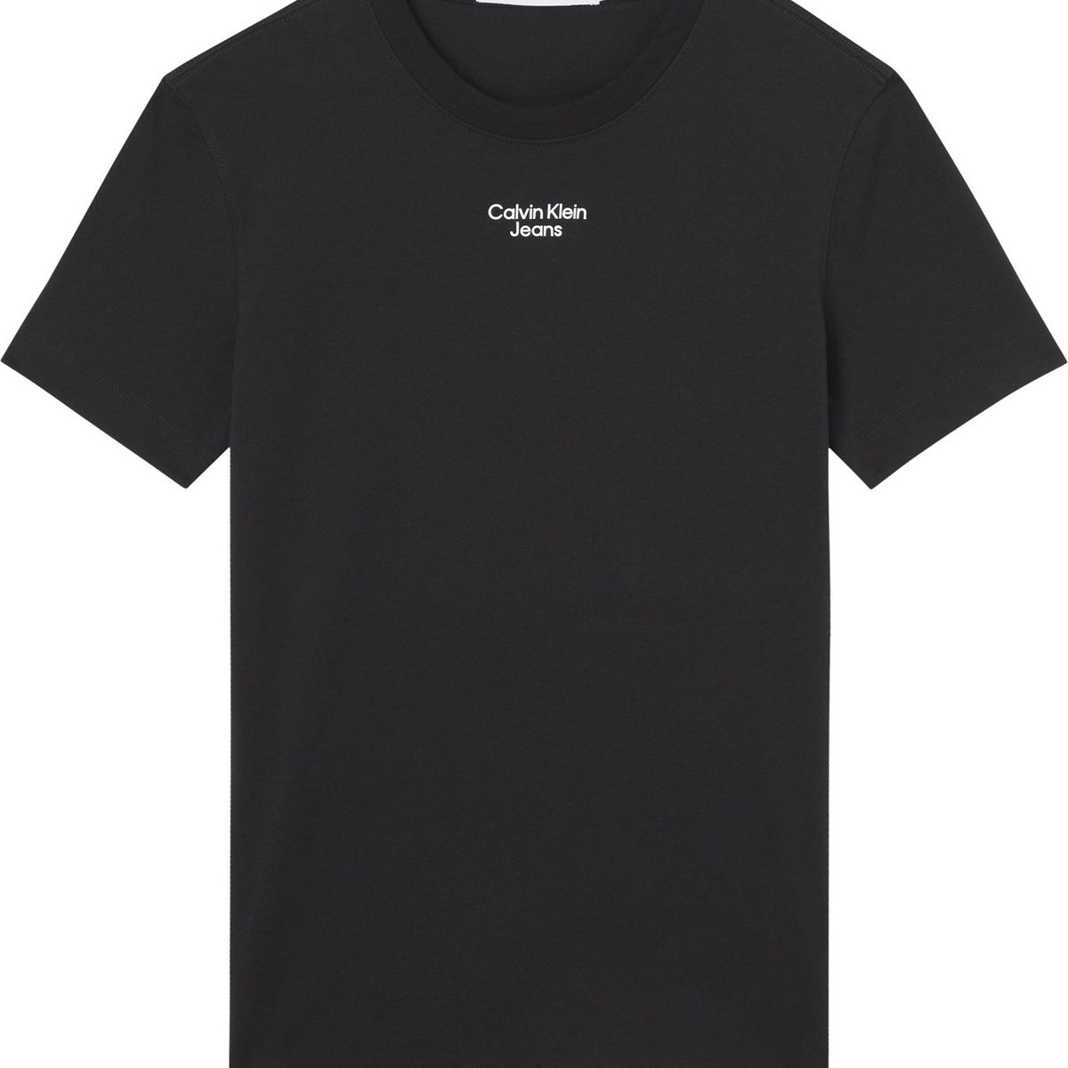 CALVIN KLEIN - Polera Stacked Slim Negro Calvin Klein